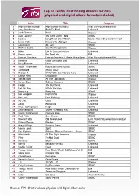 Top 50 Global Best Selling Albums for 2007 (Physical and Digital Album Formats Included)