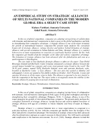 An Empirical Study on Strategic Alliances of Multi-National