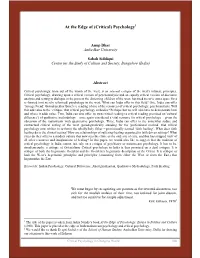 At the Edge of (Critical) Psychology1