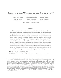 Inflation and Welfare in the Laboratory∗†