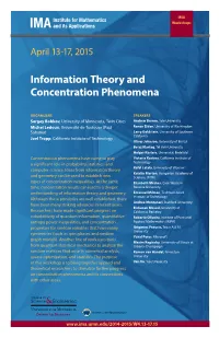 Information Theory and Concentration Phenomena
