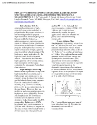 NEW ACTIVE REMOTE-SENSING CAPABILITIES: LASER ABLATION SPECTROMETER and LIDAR ATMOSPHERIC SPECIES PROFILE MEASUREMENTS. R. J. De Young and J