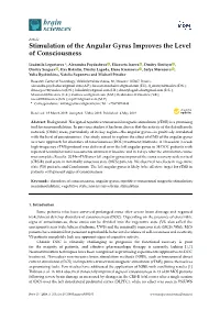 Stimulation of the Angular Gyrus Improves the Level of Consciousness