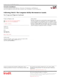 The Computer Hobby Movement in Canada Dov Lungu and Zbigniew Stachniak