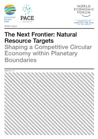The Next Frontier: Natural Resource Targets Shaping a Competitive Circular Economy Within Planetary Boundaries