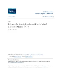 To the Acts & Resolves of Rhode Island 1758-1850 Part 3 (PY)