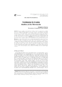 TOURISM in PARIS Studies at the Microscale