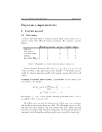 Bayesian Nonparametrics Spring 2014