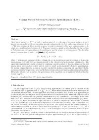 Column Subset Selection Via Sparse Approximation of SVD