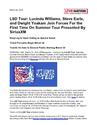 LSD Tour: Lucinda Williams, Steve Earle, and Dwight Yoakam Join Forces for the First Time on Summer Tour Presented by Siriusxm