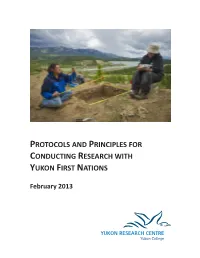 Protocols and Principles for Conducting Research with Yukon First Nations