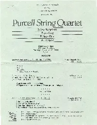 Purcell String Quartet Sydney Humphreys Biyan King Philippe Etter Ian Hampton