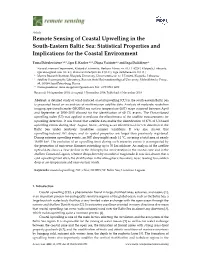Remote Sensing of Coastal Upwelling in the South-Eastern Baltic Sea: Statistical Properties and Implications for the Coastal Environment