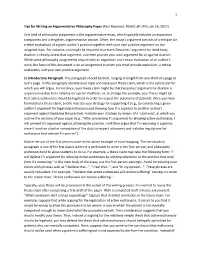 Tips for Writing an Argumentative Philosophy Paper (Paul Raymont, RGASC @ UTM, Jan.19, 2017)