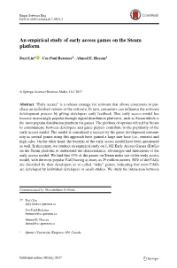An Empirical Study of Early Access Games on the Steam Platform
