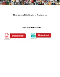 Btec National Certificate in Engineering