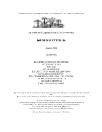 International Organisation of Palaeobotany IOP NEWSLETTER