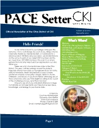 Official Newsletter of the Ohio District of CKI Volume 31 Issue 2 September 2010