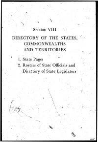 Sectioii VIII DIRECTORY of the STATES, COMMONWEALTHS and TERRITORIES