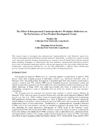 The Effect of Interpersonal Counterproductive Workplace Behaviors on the Performance of New Product Development Teams