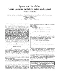 Using Language Models to Detect and Correct Syntax Errors