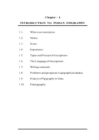 1 Introduction to Indian Epigraphy
