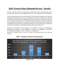 2014 Tromso Chess Olympiad Survey – Results