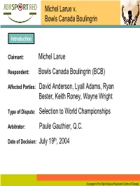 (BCB) Affected Parties: David Anderson, Lyall