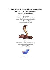 Construction of a Low Background Facility for the COBRA Experiment and Its Performance