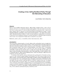 Creating a Crisis: Selling Neoliberal Policy Through the Rebranding of Education