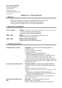 Engineer in C++/Qt Development ➢ Objectives