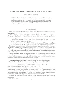Notes on Restricted Inverse Limits of Categories