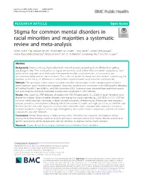 Stigma for Common Mental Disorders in Racial Minorities and Majorities A