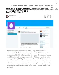 This Is Almost Certainly James Comey's Twitter Account