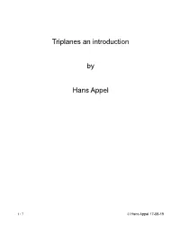 Triplanes an Introduction by Hans Appel