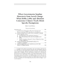 What Hobby Lobby and Abortion Conscience Clauses Teach About Specific Exemptions