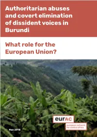 Authoritarian Abuses and Covert Elimination of Dissident Voices in Burundi