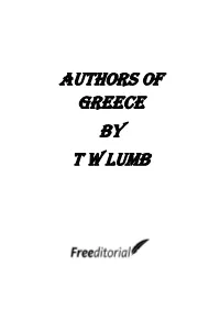 Authors of Greece by Tw Lumb