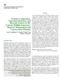 Floristic Composition, Vegetation Structure, and Diversity Pattern Of