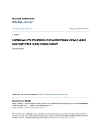 Human Systems Integration of an Extravehicular Activity Space Suit Augmented Reality Display System