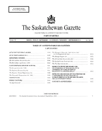 Sask Gazette, Part I, Sep 7, 2001