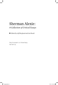 Sherman Alexie: a Collection of Critical Essays