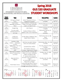 Spring 2018 Graduate Student Workshop Schedule