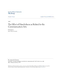The Effect of Handedness As Related to the Communication Arts" (1957)