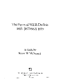 The Papers of WEB. Du Bois