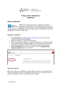 Using Online Databases: Refworks