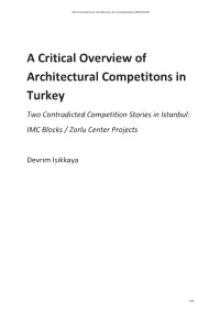 A Critical Overview of Architectural Competitons in Turkey