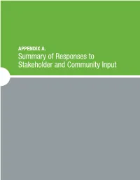 Appendix a – Summary of Responses to Stakeholder and Community Input