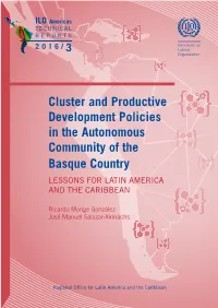 Cluster and Productive Development Policies in the Autonomous Community of the Basque Country