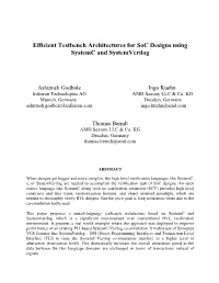 Efficient Testbench Architectures for Soc Designs Using Systemc and Systemverilog